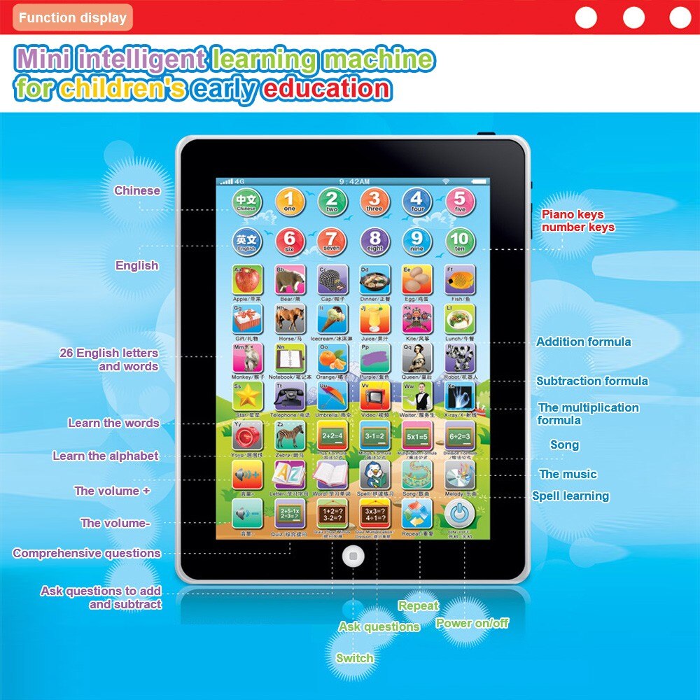 Tablet Speelgoed Engels Chinese Taal Leren Machine Baby Touch Tablet Speelgoed Engels Alfabet Educatief Machines