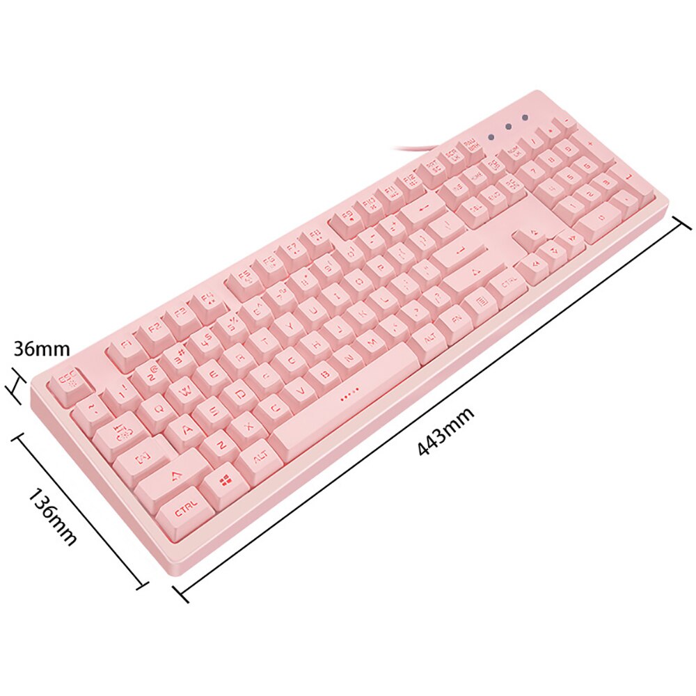 Basaltech Roze Toetsenbord Met Led Backlit 104-Key Rustige Gaming Toetsenbord Mechanische Gevoel Waterdichte Bedrade Usb Voor Pc Mac laptop