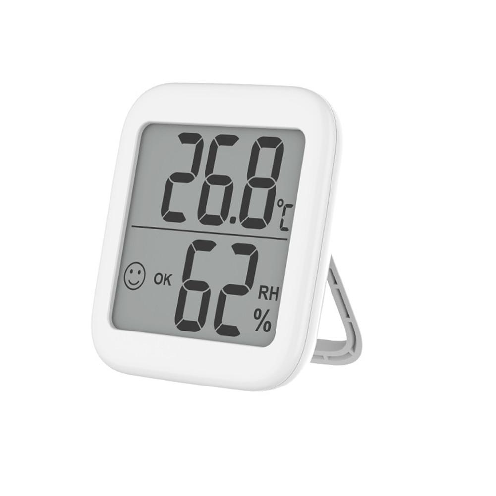 Accurate Indoor Wall Mounted Temperature Humidity Gauge With Notification Alert And LCD Display Digital Temp Humidity Monitor: White