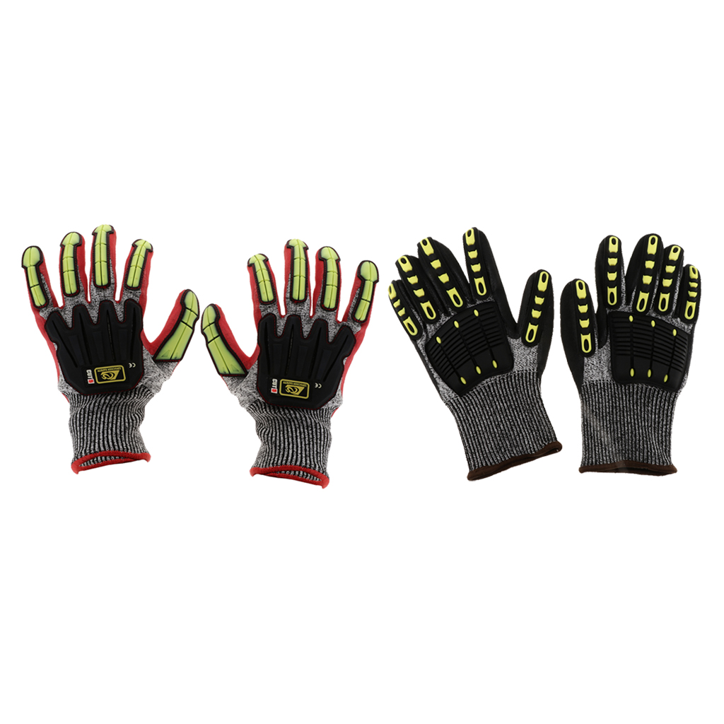 Shock Impact Safety Work Gloves Cut Tear And Puncture Resistant Mitts