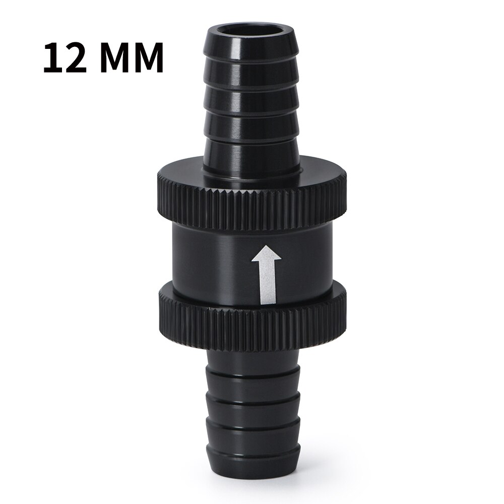 6 rozmiar 4MM / 6MM / 8MM / 10MM / 12MM / 16MM bez powrotu w jedną stronę zawór zwrotny paliwa ze stopu aluminium benzyna diesel: 12MM  czarny