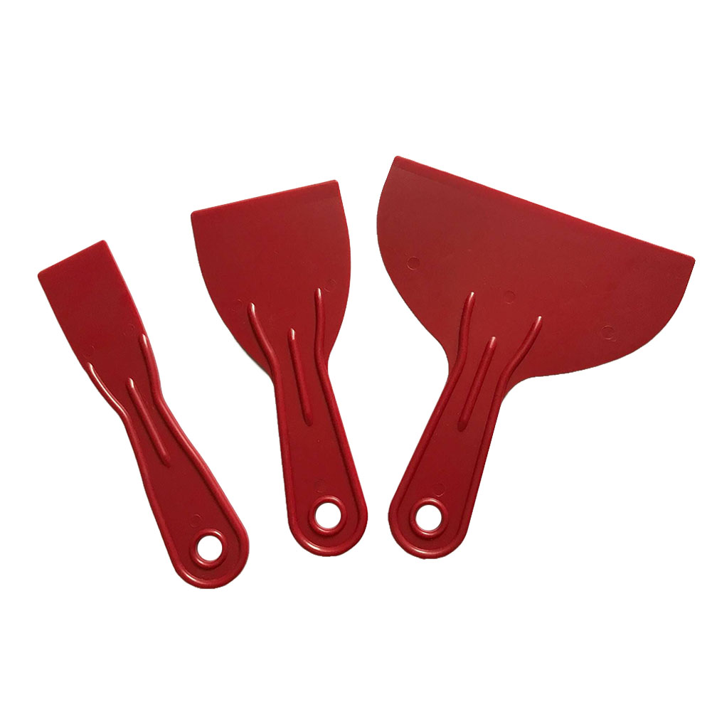 3pcs Durable Easy Clean Scraper Set Wall Reusable Job Done Construction Hand Tools Spatula Putty Spreader Filler Floor Home Red
