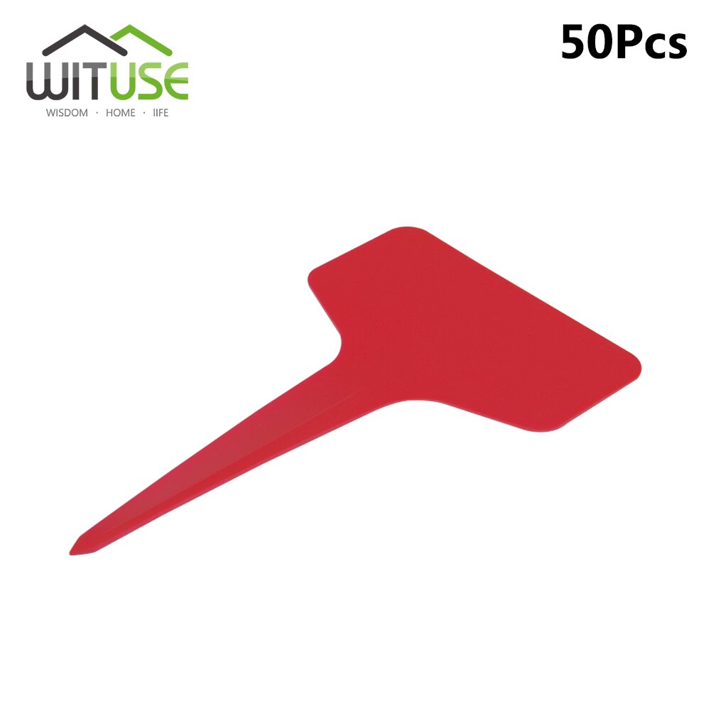 Etiquetas impermeables para vivero, tipo T, cinta de 3 tipos de plástico, para flores y plantas gruesas, bandeja, Mark para herramientas de jardín, 50/100 Uds.: T-type Red