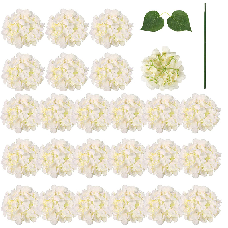 Silke hortensia kunstige blomster hortensia hoveder brude bryllup buket med stilke hjem bryllupsfest dekorationer