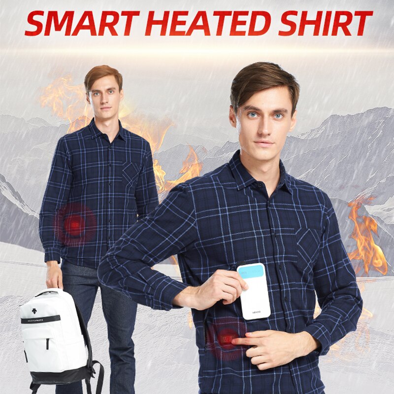 Camisa a cuadros calefactada para hombre, camisa con calefacción infrarroja para senderismo por USB al aire libre, Camping, invierno, 2022