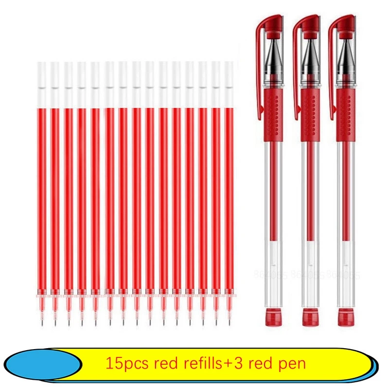 6-25Pc 0.5mm Gel Pen Set Neutral Pen Black/Blue/Red Color Replacable Refill Smooth Writing School Stationery Supplies