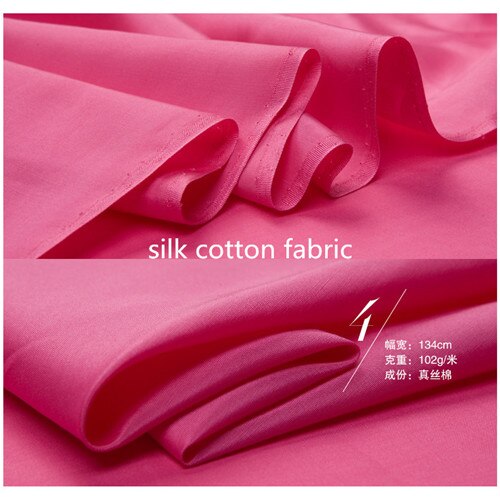 134cm*50cm Mulberry silk/cotton fabric pure silk material for dress lining silk cotton tissue lightweight soft silk linings: A