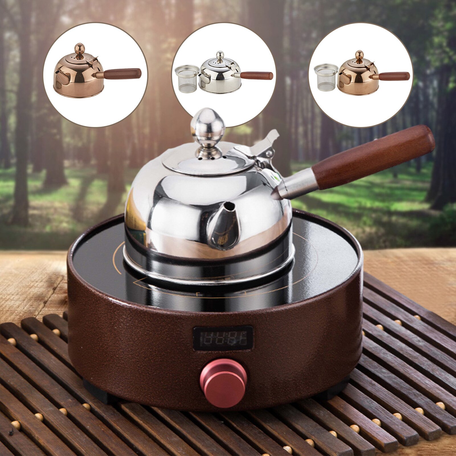 500/680Ml Heat-resistant Tea Kettle Stainless Steel Teapot With Wooden Handle Boiling Tea Kettle Coffee Pot Puer Kettle