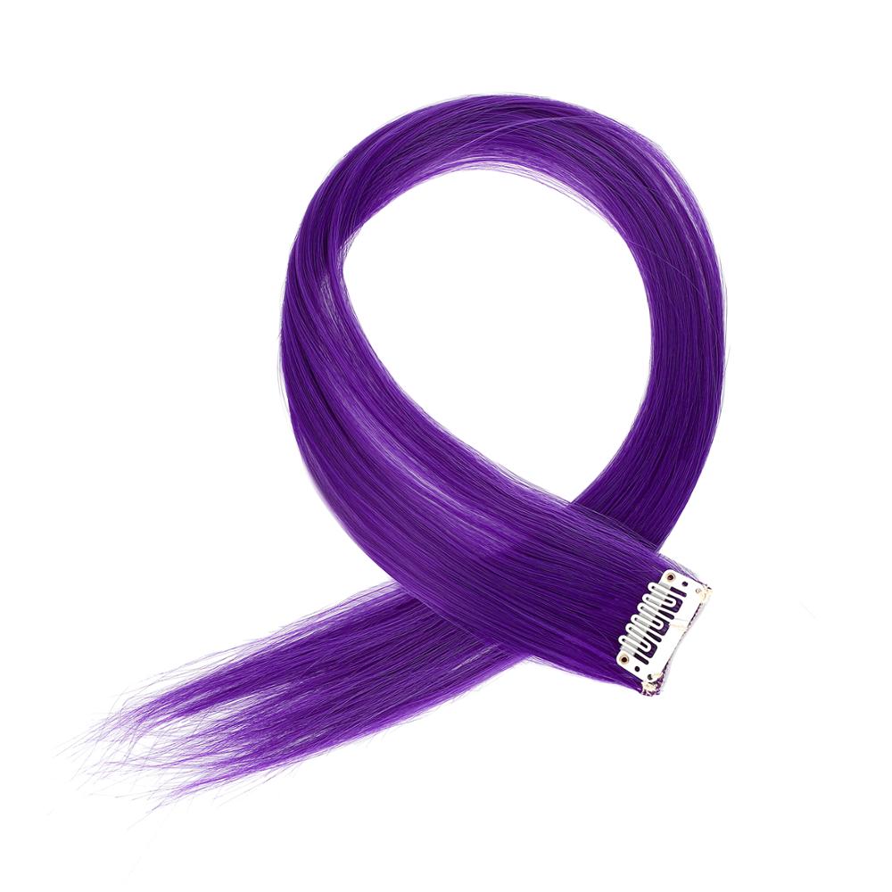 XBwig-extensiones de cabello sintético para mujer, Clip puro en tiras de una pieza, 12 ",: Deep Purple