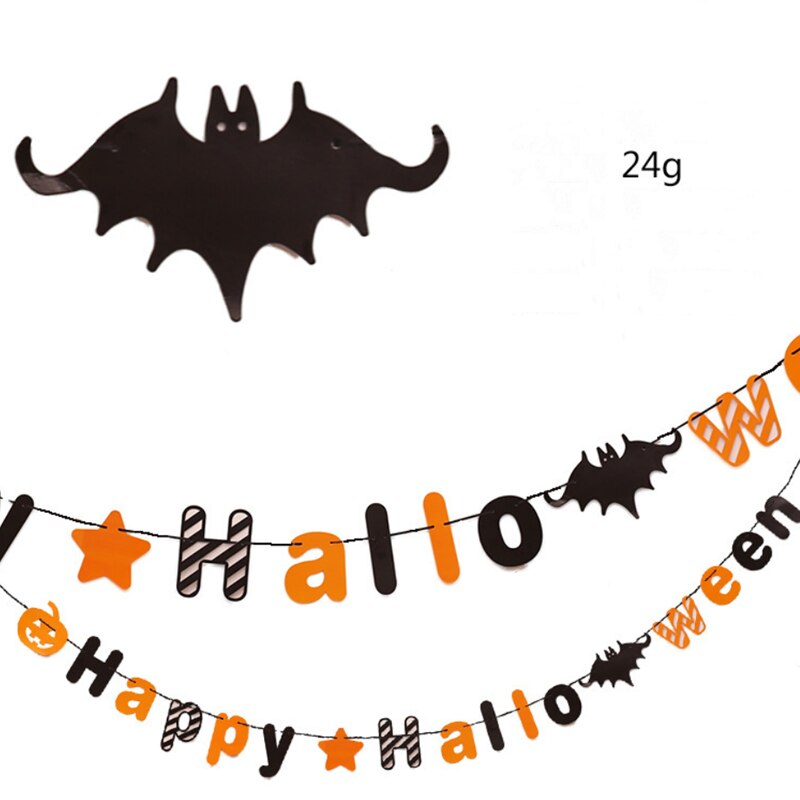 Driehoek Pull Vlag Vleermuis Schedel Pompoen Papieren Pull Bloem Decoratie Halloween Pull Vlag 3M Halloween Party Diy Decoraties: A