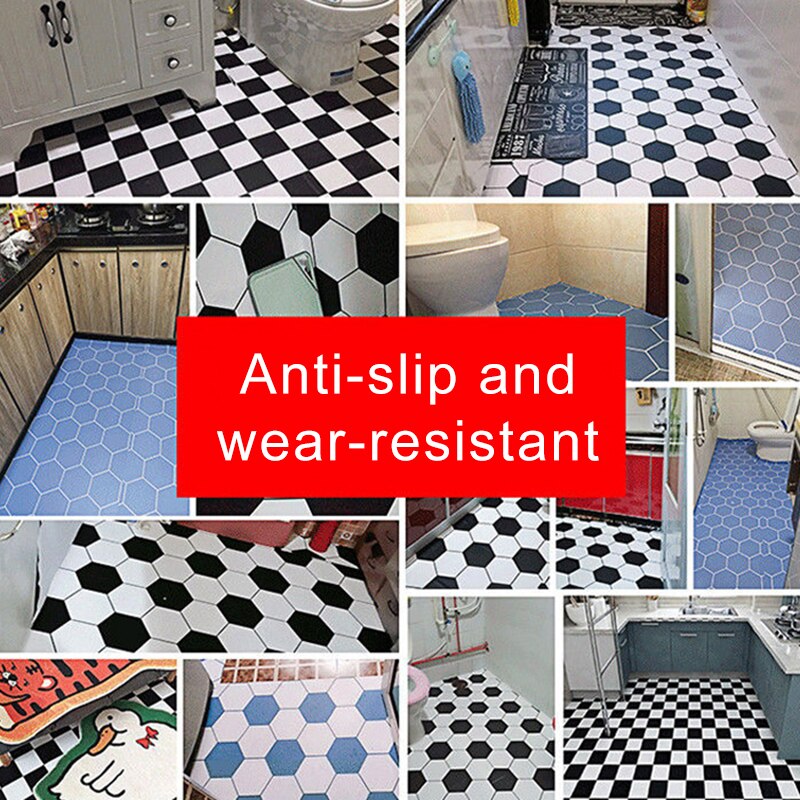 60*100cm Floor Stickers Self-adhesive Bathroom Floor Stickers Kitchen Waterproof Non-slip Thick Tile Stickers Decorative