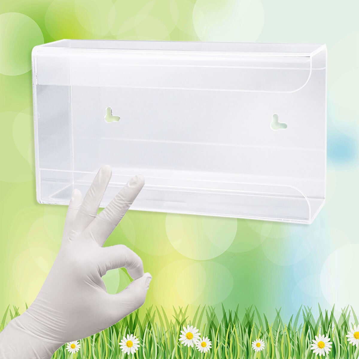 Clear Disposable Gloves Storage Box Transparent Wall Mounted Dispenser Organizer Case