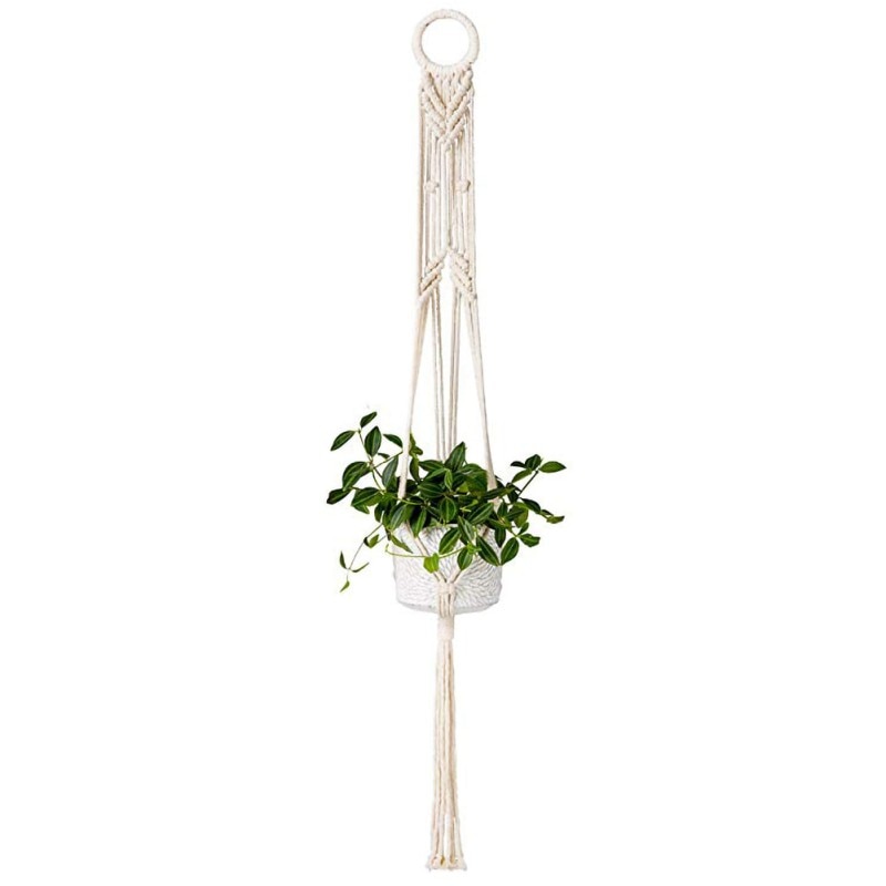Indoor Wand Bloempot Bloem Manden Tuin Decoratie Groene Plant Opknoping Mand Handmatig Gebreide Touw