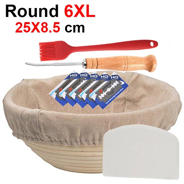 UPORS Natural Bread Proofing Basket Rattan Oval Wicker Sourdough Dough Fermentation Banneton Bread Basket: Round 25X8.5