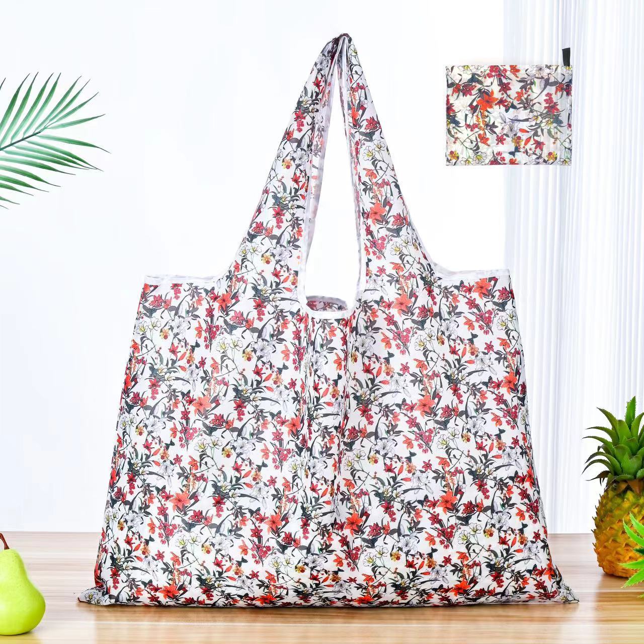 Gjenbrukbare handleposer store vaskbare handleposer bærbare sammenleggbare miljøvennlige nylon kraftige lommevesker: Marineblå