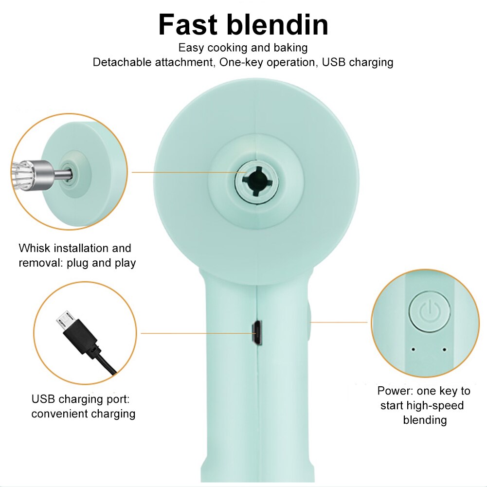 Wireless Electric Food Mixer Portable Hand Blender Rechargeable Dough Blender Egg Beater Baking Hand Mixer Kitchen Tools