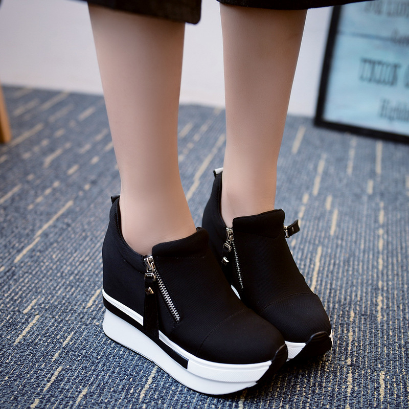 Tênis de plataforma vermelho sapatos de lazer sapatos de plataforma confortáveis sapatos de lona mulher invisível cunha sneaker sapato feminino