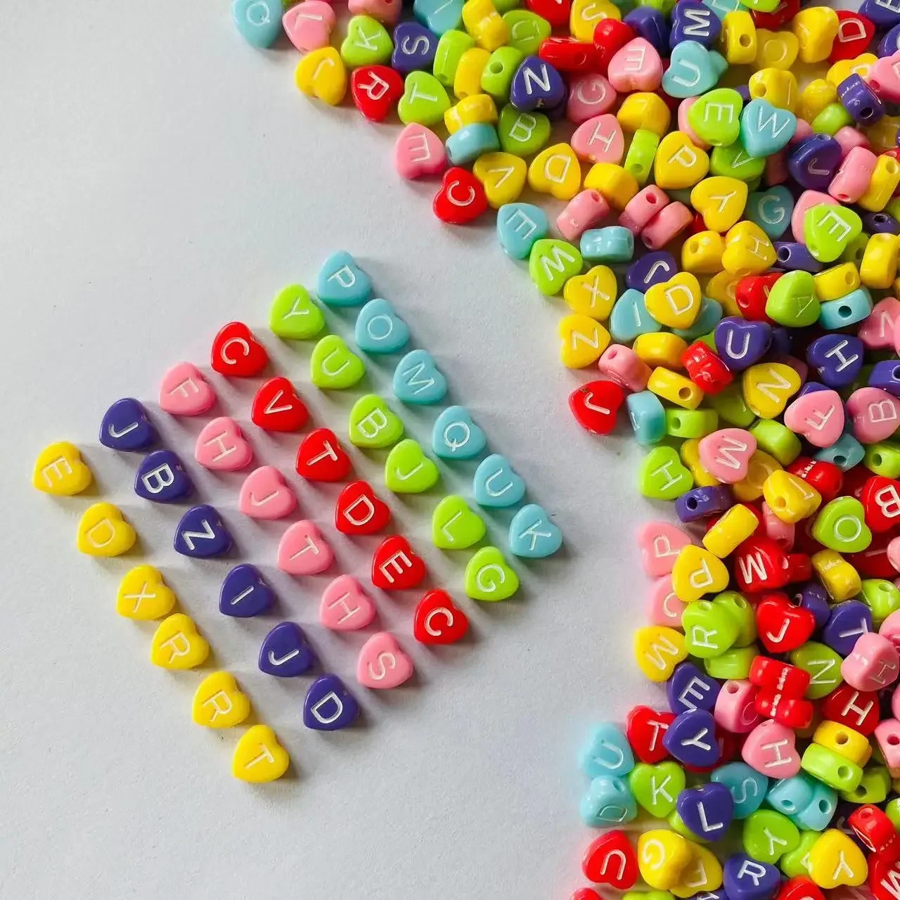 100/200/300/500 Uds. Cuentas acrílicas con forma de corazón y letras, cuentas espaciadoras del alfabeto para fabricación de joyería, collar de pulsera DIY hecho a mano: Blanco / 3 mm