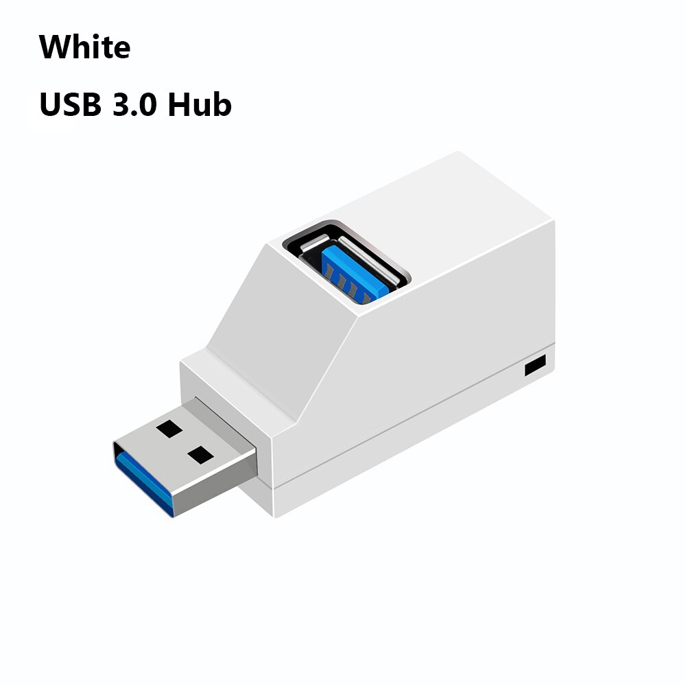 Mini 3 porte usb 3.0 splitter hub højhastigheds dataoverførsel splitter box adapter til pc bærbar macbook pro tilbehør: Usb 3.0 hub hvid