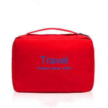 Grote Capaciteit Multicolors Opknoping Cosmetische Reizen Wassen Tassen Mannen Vrouwen Nylon Organisatoren Flodable Waterdichte FVC Kous Tassen: Red Cosmetic bag