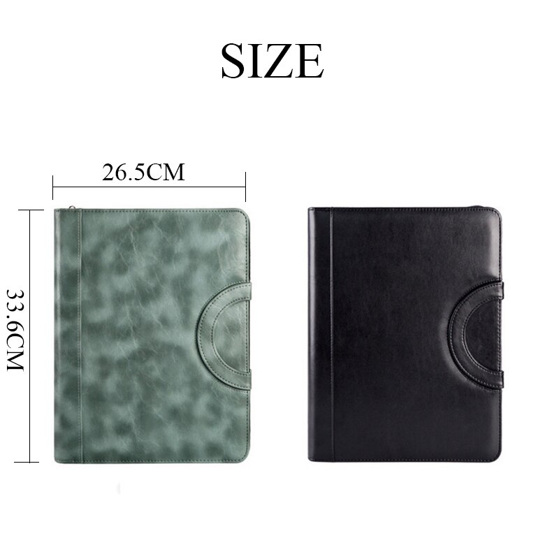 Portable A4 Binder Folder PU Leather Manager Padfolio Files Holder Business Zipper Document Organizer Briefcase Filing Products