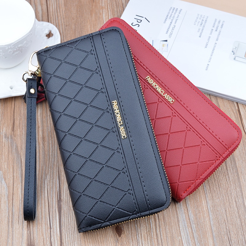 Women Pu Leather Wallets Multifunction Long Zipper Purses Female Coin Card Holders Phone Wallet Girls Portable Clutch