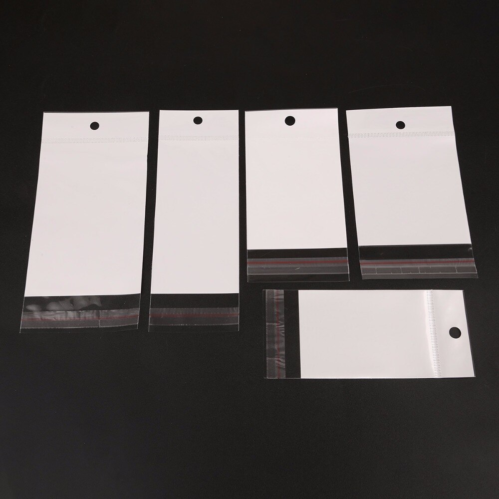 100Pcs/Lot Clear Self Adhesive Seal Plastic Storage Bag OPP Poly Pack Bag Retail Packaging Package Bag With Hang Hole