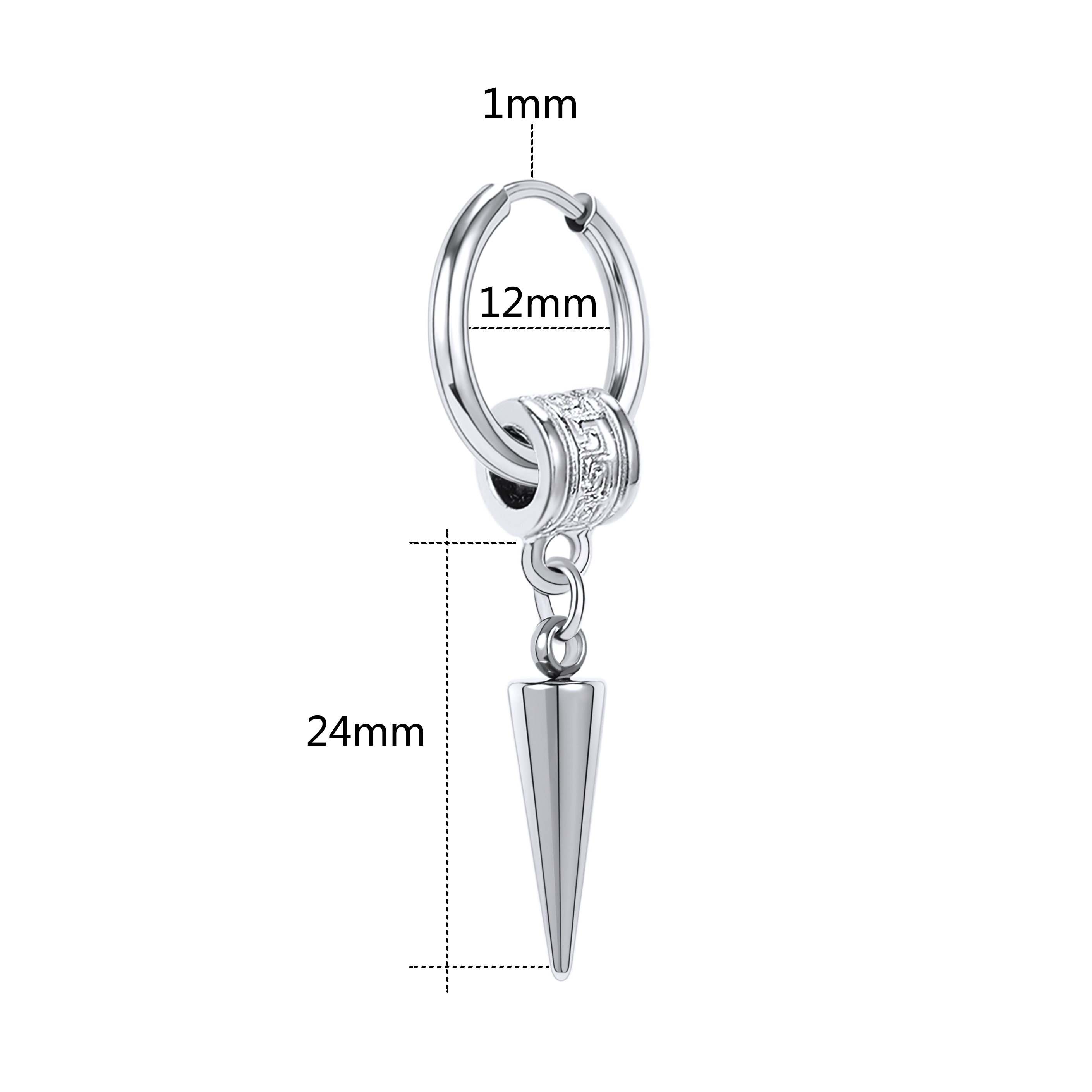 Zs 1Pc 20G Punk Zwaard Oorbel Rvs Kwastje Oorringen Zwarte Ketting Oor Hoepel Voor Dna Jongen crossear Piercing Sieraden: Black / Silver Plated