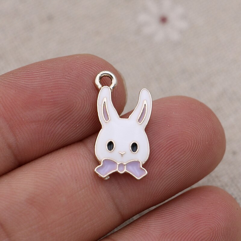 10pcs Enamel Gold Color Rabbit Charms Pendant for Jewelry Making Earrings Bracelet Necklace Accessories DIY Craft 21x11mm: purple