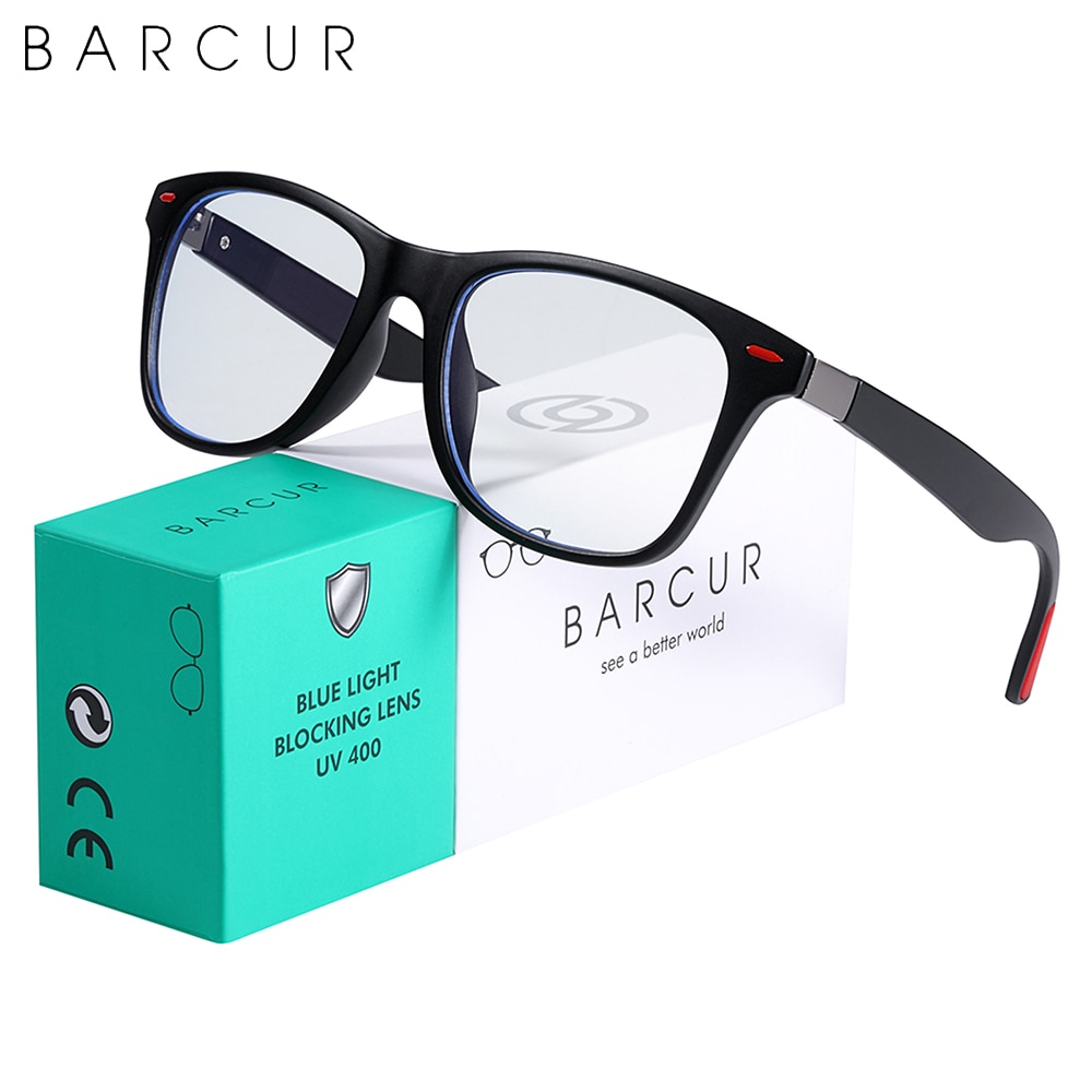 BARCUR Retro Blue Light Blocking Glasses Computer Glass Frame Men Glass Women Trend Styles Brand Optical Reading