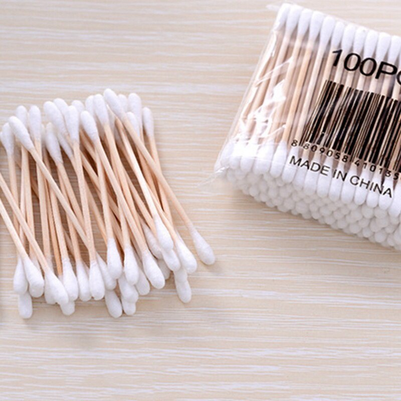 100pcs Cotton Buds Cotton Swabs First Aid Disinfection Ear Cleaning Wood Sticks Makeup Health Tools Tampons Cotonete: Default Title