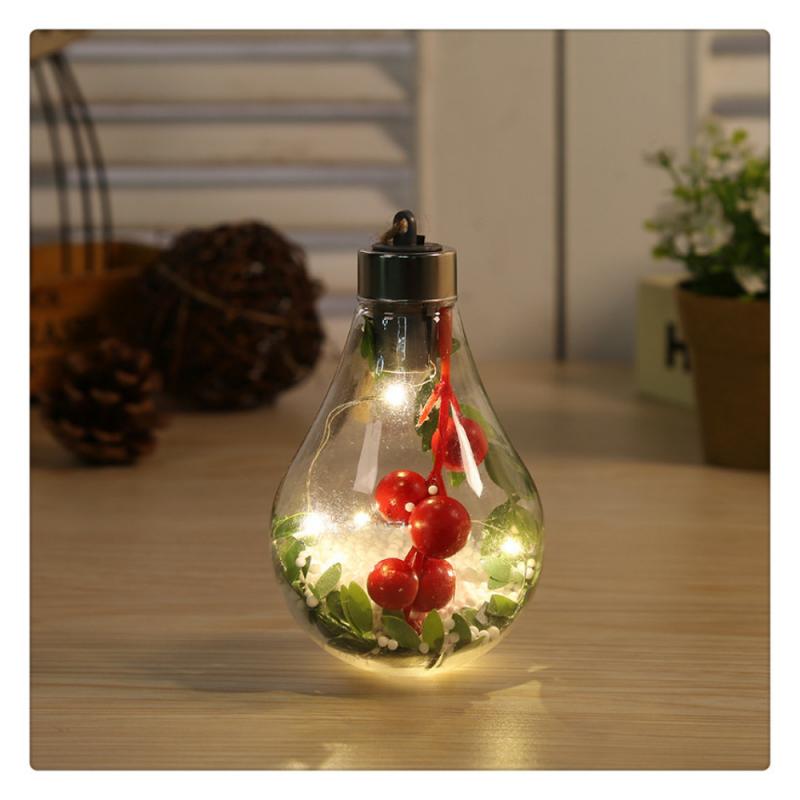 Christmas Tree Decoration Pendant Plastic Bulb Ball Warm White LED Light Transparent Christmas Cute Ornament