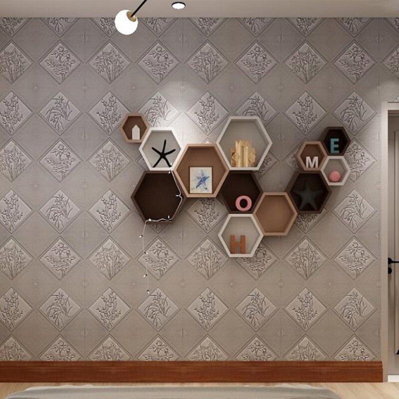 Peel and Stick 3D Wall Panels Adhesive Foam Wall Paper Decals for TV Background Office Kitchen Bedroom