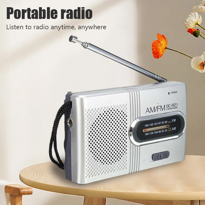 1PC Portable Mini Radio Handheld Dual Band AM FM Music Player Speaker with Telescopic Antenna Outdoor Radio Stereo