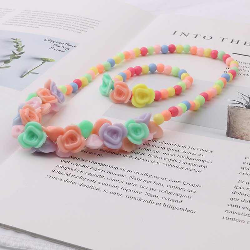 Enfants été style collier bracelet costume bébé doux cheveux accessoires bijoux pentagramme printemps