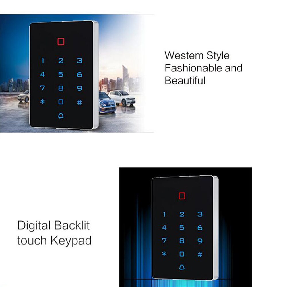 RFID 125khz Wifi Tuya APP Standalone Access Control keypad Backlight Touch Card Reader Wiegand 26 Input and Output Waterproof