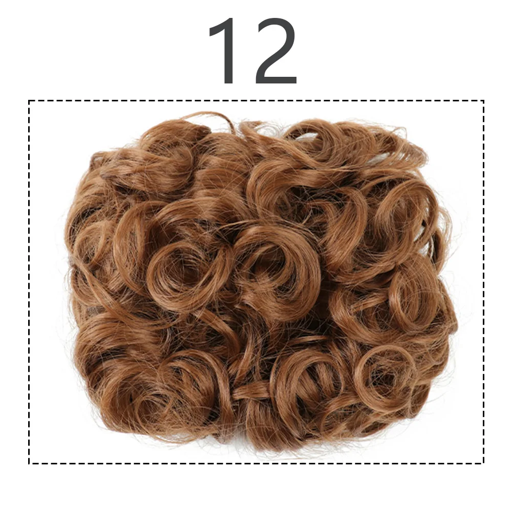 Moño de pelo sintético para mujer, moño rizado marrón Rubio, moño desordenado, peine, Clip en extensión de cabello, Updos, postizos