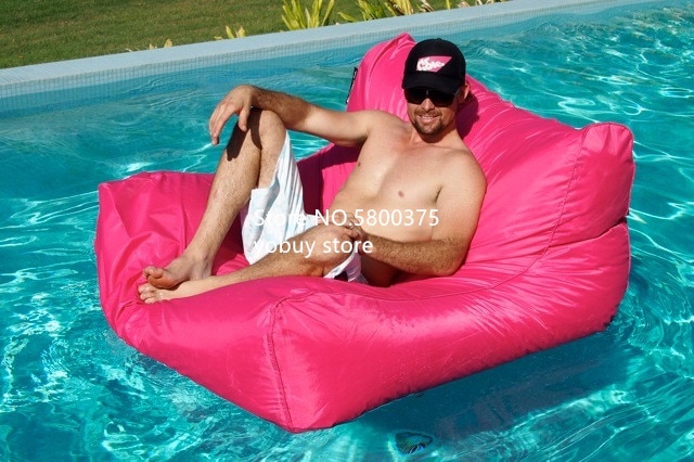 Chaise de sac de haricot flottant de l'eau de grande taille rose, sofa de pouf de natation de flotteur d'été, aucune étiquette ou garnitures
