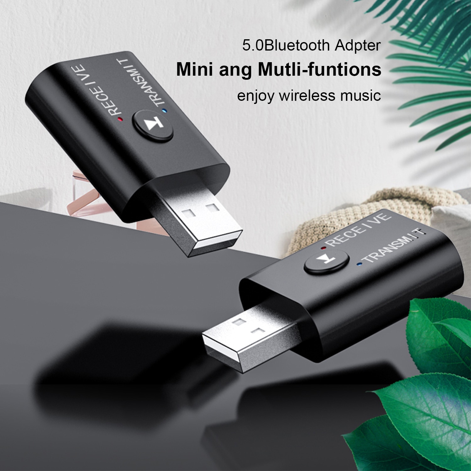 AUX 3,5mm USB 5,0 Bluetooth Empfänger Adapter Audio- Jack Stereo kabellos Sender für Laptop TV PC Auto Bausatz