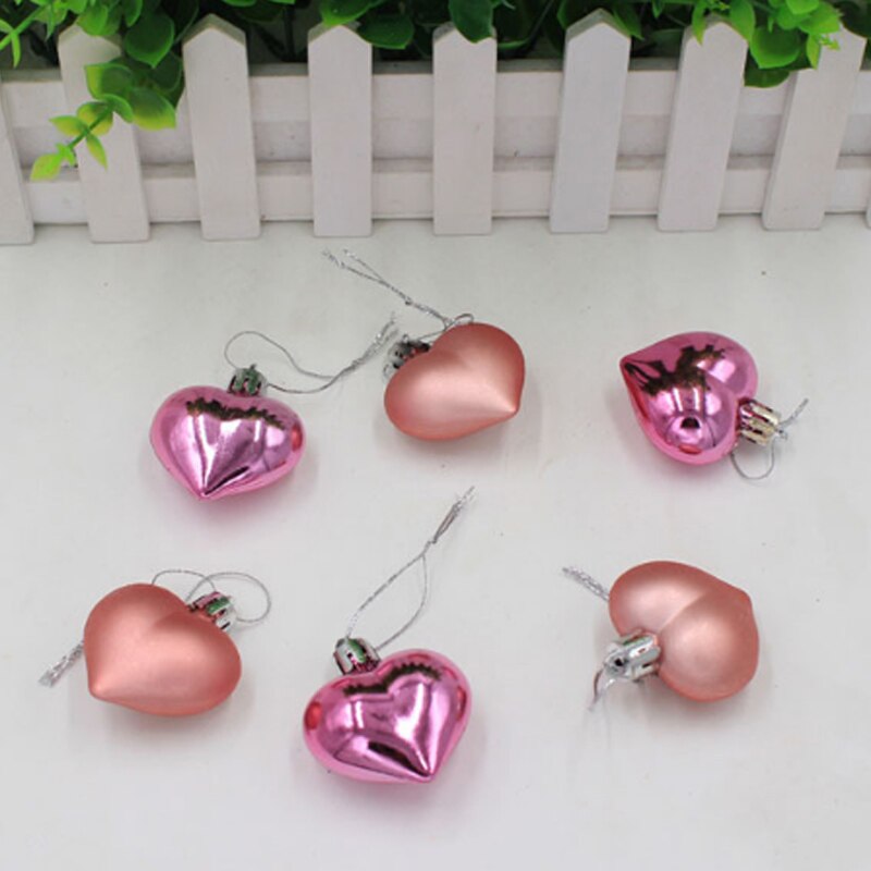 5pcs Christmas Tree Toppers Decorations Baubles Xmas Wedding Ornament DIY Peach Hearts: Pink