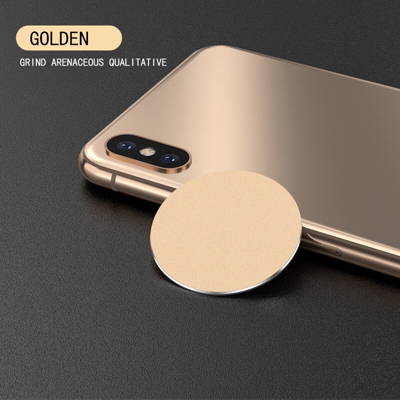 Adhesivo para iphone, placa de Metal, disco, hoja de hierro, soporte magnético para teléfono móvil, accesorios para coche, soporte magnético para teléfono, novedad de: luxury gold FD