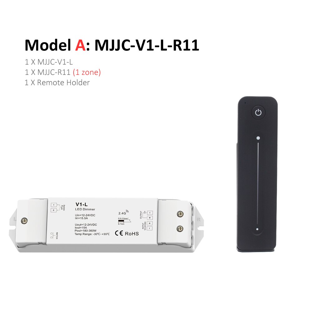 LED Dimmer 12v 24v 1CH 15A DC PWM 2.4G Wireless Smart Wifi Wall Touch Single Color LED Strip Light Dimmer Controller Switch V1-L: V1-L-R11