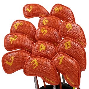 Nowy Champkey golf żelazo Headcover 12 sztuk/zestaw z zamknięciem nowy zielony kolor wąż gruby PU Skórzany powierzchnia: pomarańczowy krótki