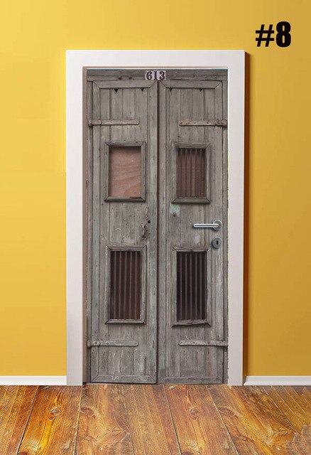 Selvklebende fornye 3d dørs klistremerke retro enkelhet hjemmeinnredning lerretstrykk kunst vanntett veggmaleri garderobe renovering bilder: Dør xrk 158008 / 95 x 215cm