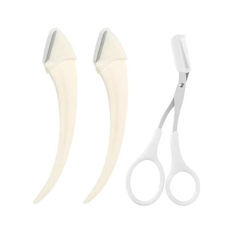 1/2/3Stck Für Frauen Augenbraue Schere Mit Kamm Stirn Trimmer Schaber Augenbraue Trimmen Messer Augenbraue Gesicht rasiermesser: Gebürstet Schiefer