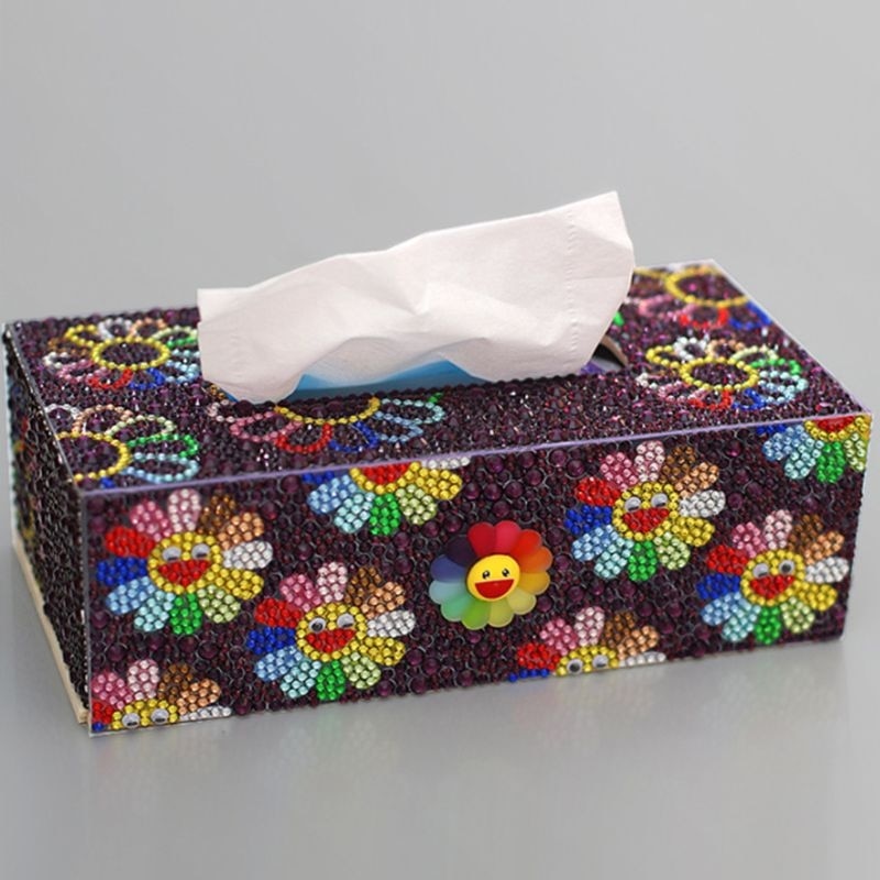 Forme spéciale diamant peinture bricolage rouleau boîte à mouchoirs stockage de bijoux lune étoile fleur point de croix artisanat: 13