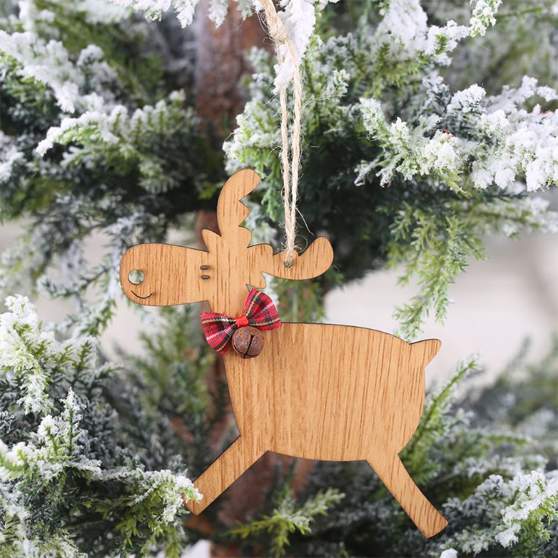 Madera Navidad alce ciervo adornos árbol de Navidad decoración colgante para el hogar: 2