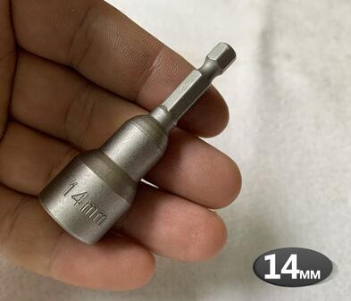 Hex Bit Socket with Magnetic, 7mm to 19mm, 65mm Long, Hexagon Socket Wrench Impact Resistant Socket for Hand /Electric Drill: 14mm