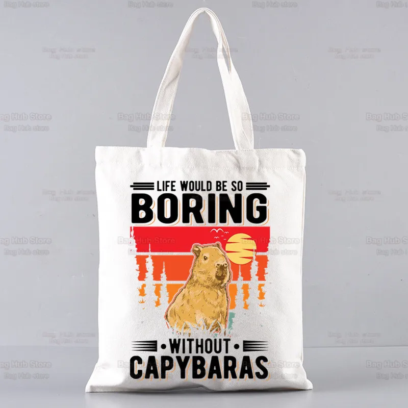 Capybaras Draagtas Unisex Canvas Tassen Gewoon Een Meisje Dat Houdt Van Capybaras Boodschappentassen Bedrukt Casual Schoudertas Opvouwbaar: Clear