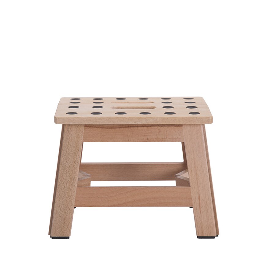 Solid Wood Folding Step Stool, Heavy Duty Beech Foldable Stool for Adults, Kitchen Garden Bathroom Stepping Stool, Anti-slip